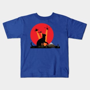 Cat Kitty Lover Funny Catzilla Japanese Monster Kids T-Shirt